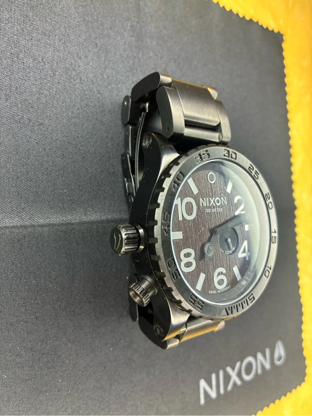 Nixon The 51-30 Tide Black with Wood Grain Face Stainless Steel Wristwatch.